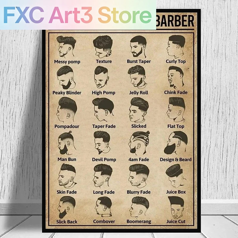 Hair Care Barber - Poster Tukang Cukur Tipe Retro Tanpa
