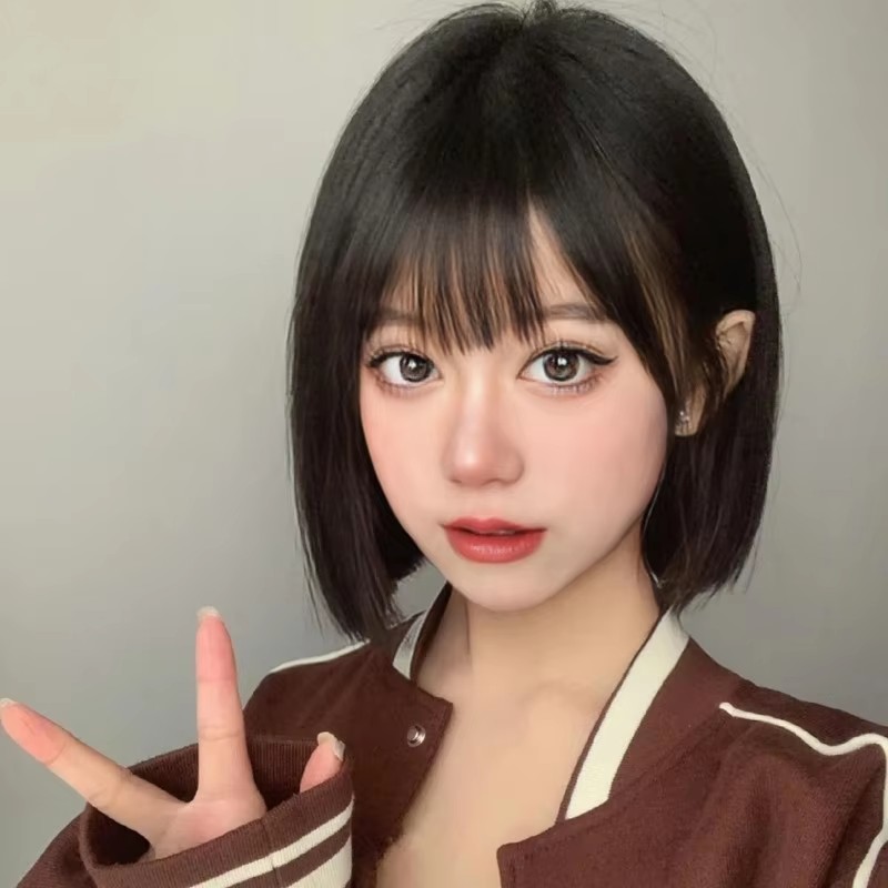 Hair Care Barber - Wig potongan rambut bob hitam modis